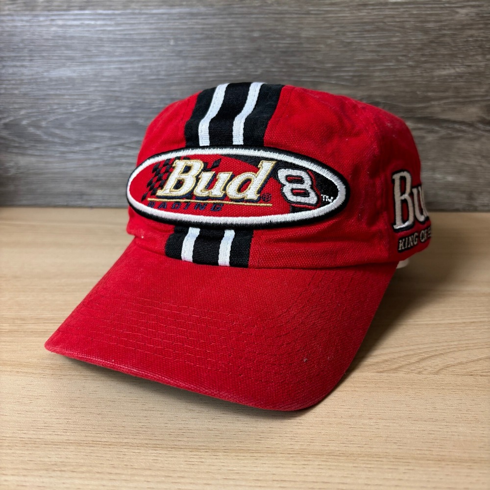 Vintage Dale Earnhardt Jr Hat Cap Snap‎ Back Red NASCAR Chase Budweiser